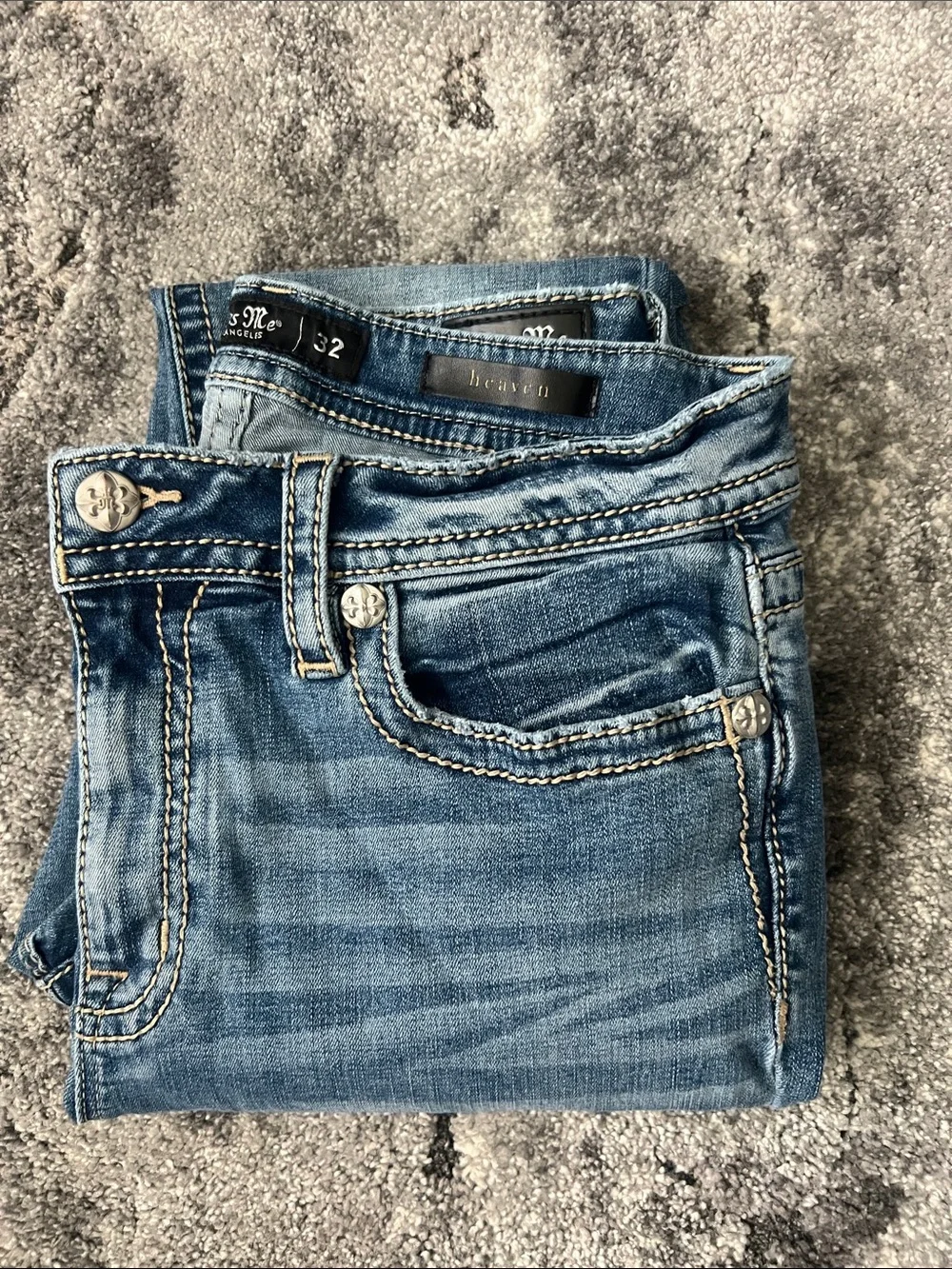 Miss Me Light-Mid Blue Size 32 Skinny Jeans - Picture 14 of 14
